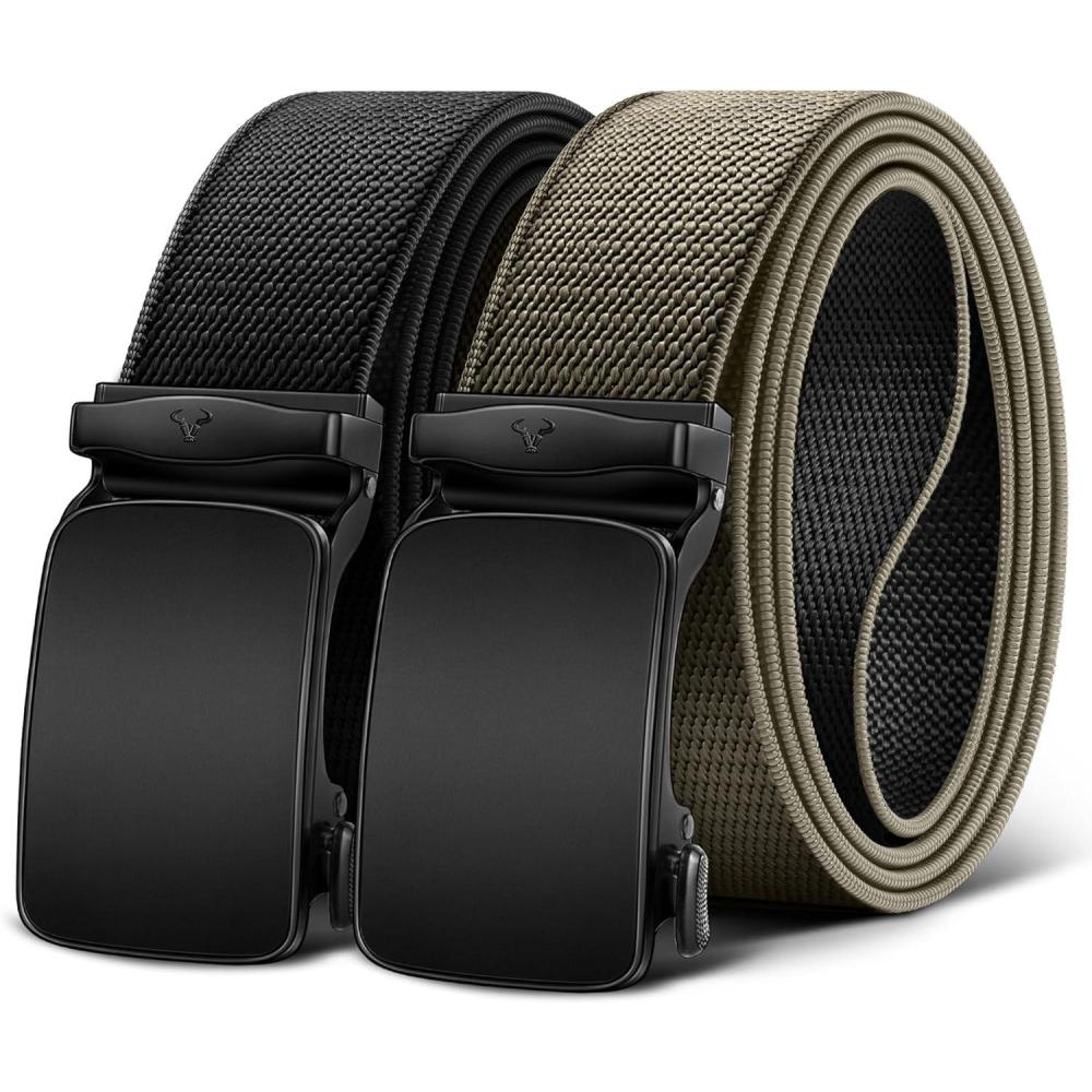 image:imageBULLIANT Men BeltReversible Ratchet Belt Stretchable for Gift Men Work Casual Golf 1 38Cut For Fit 2 In 1BeltBlackBeige4504