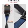 BULLIANT Men Belt-Reversible Ratchet Belt Stretchable for Gift Men Work Casual Golf 1 3/8″-Cut For Fit -2 In 1Belt(Black/Purplish Blue4714)