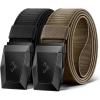 BULLIANT Men Belt 2 Pack,Nylon Web Holster Belt Stretch for Gift Men Outdoor Work Sports Hunting Hiking,Quick Release(2pack-black/Beige8656)