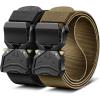 BULLIANT Men Belt 2 Pack,Tactical Stretch Belt Adjustable For Rigger Military Heavy Duty Work 1.5″-Cut For Fit(2pack-black/Wood Thrush7797)