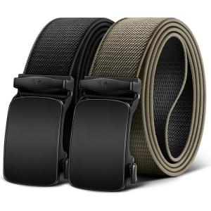 BULLIANT Men Belt-Reversible Ratchet Belt Stretchable for Gift Men Work Casual Golf 1 3/8″-Cut For Fit -2 In 1Belt(Black/Beige4504)