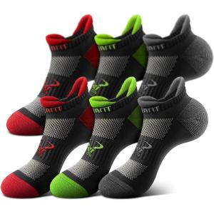 BULLIANT Men Running Socks 3Pack Mixed Nylon Anke Socks Cushioned Footbed Arch Support Breathable Wicking(3pairs-black8805)