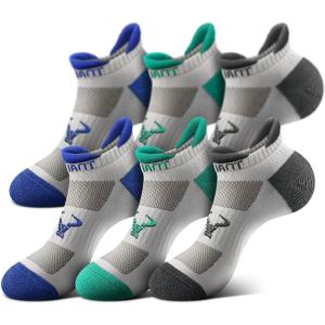 BULLIANT Men Running Socks 3Pack Mixed Nylon Anke Socks Cushioned Footbed Arch Support Breathable Wicking(3pairs-creamy White8806)