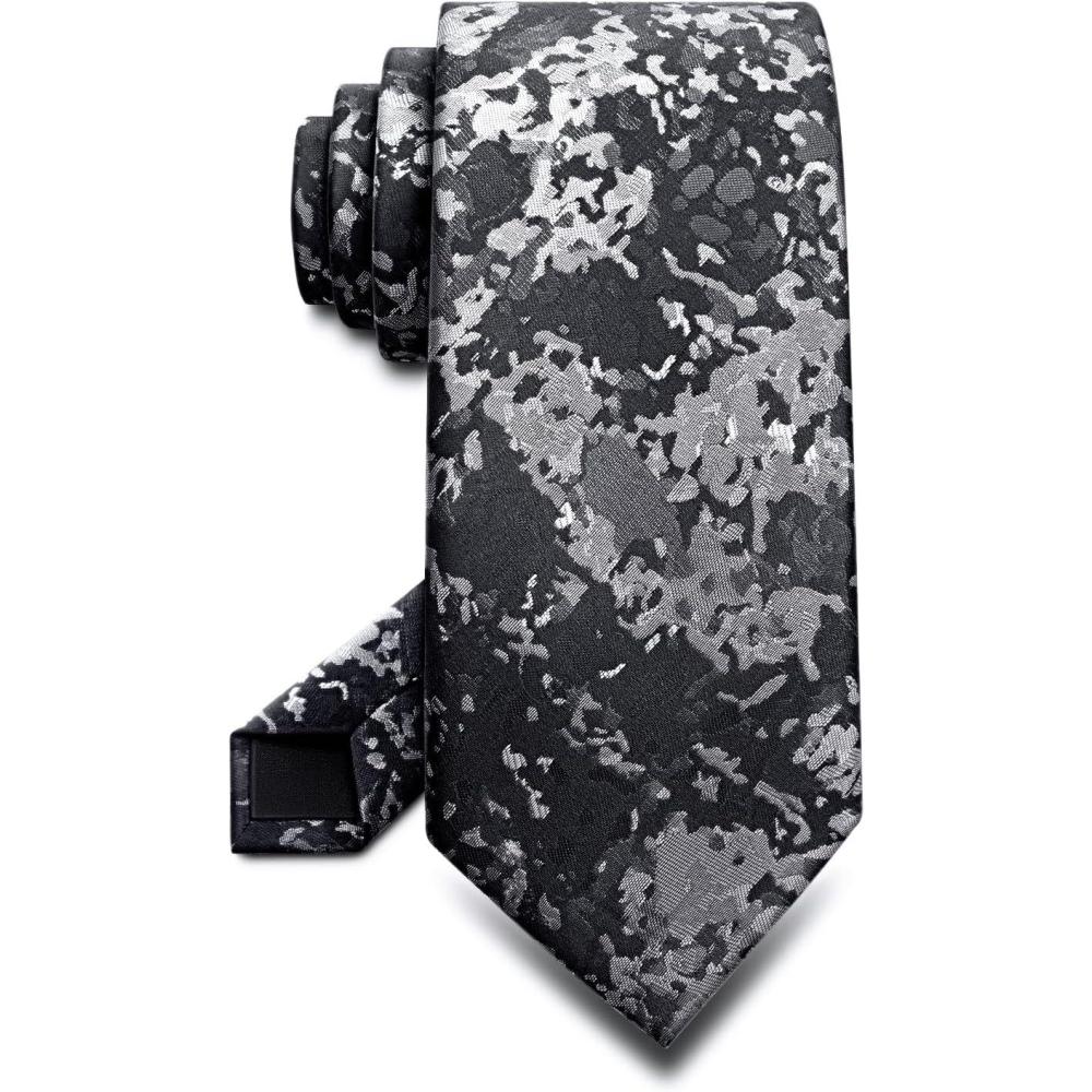 image:imageBULLIANT TiesSilk Skinny Pattern Neckties For Men Work Business Wedding Party Standard SizeBlack7995