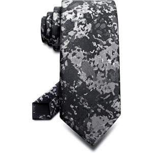 BULLIANT Ties,Silk Skinny Pattern Neckties For Men Work Business Wedding Party Standard Size(Black7995)