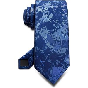 BULLIANT Ties,Silk Skinny Pattern Neckties For Men Work Business Wedding Party Standard Size(Blue7994)