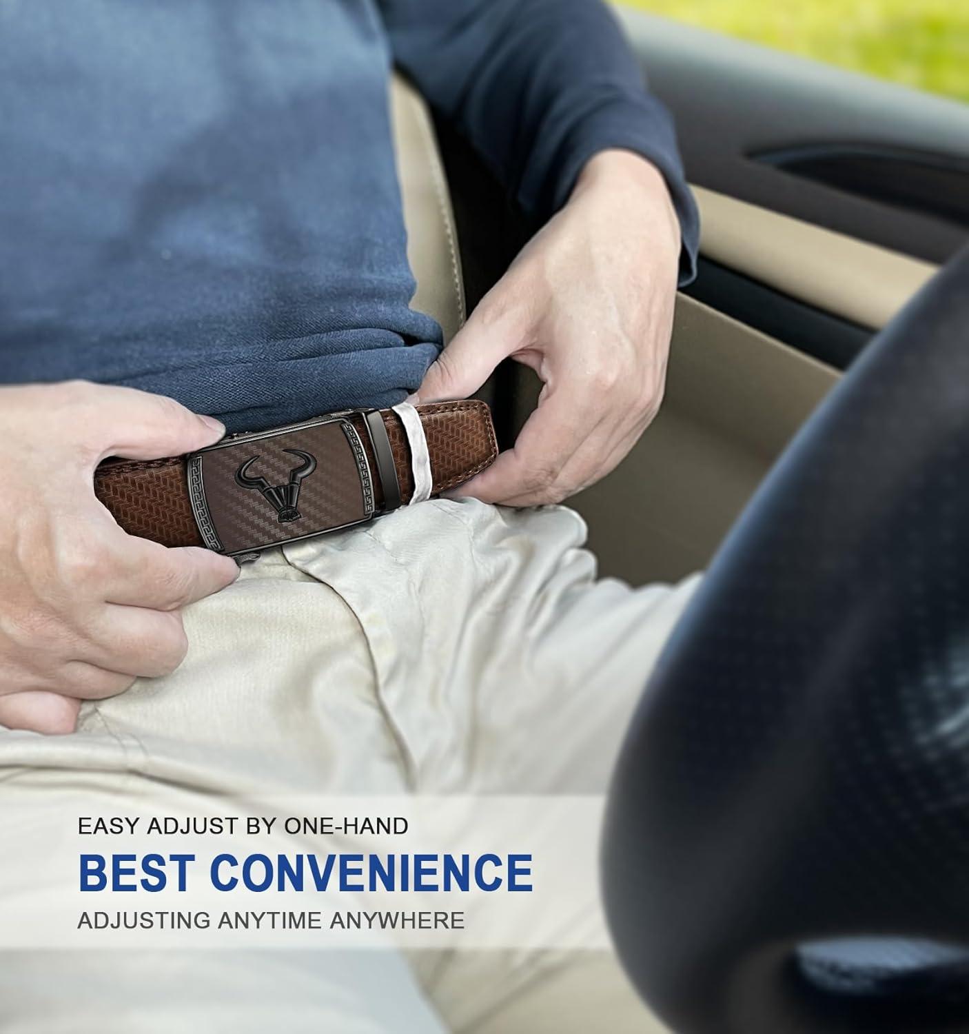 image:imageBULLIANT Mens Belt Ratchet Leather Belt for Men Dress and Casual Pants Jeans 1 38Deep Brown4175