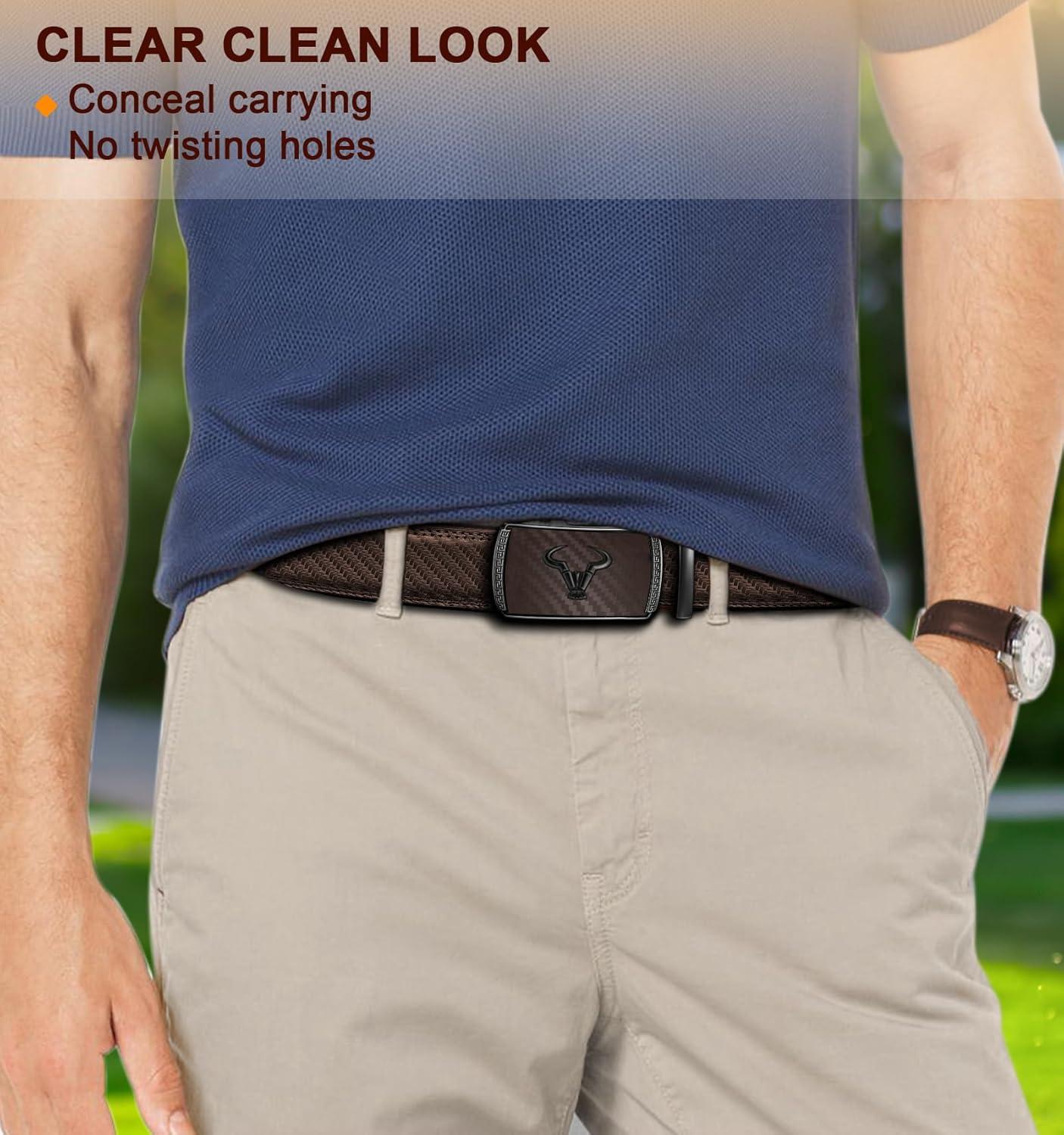 image:imageBULLIANT Mens Belt Ratchet Leather Belt for Men Dress and Casual Pants Jeans 1 38Deep Brown4175