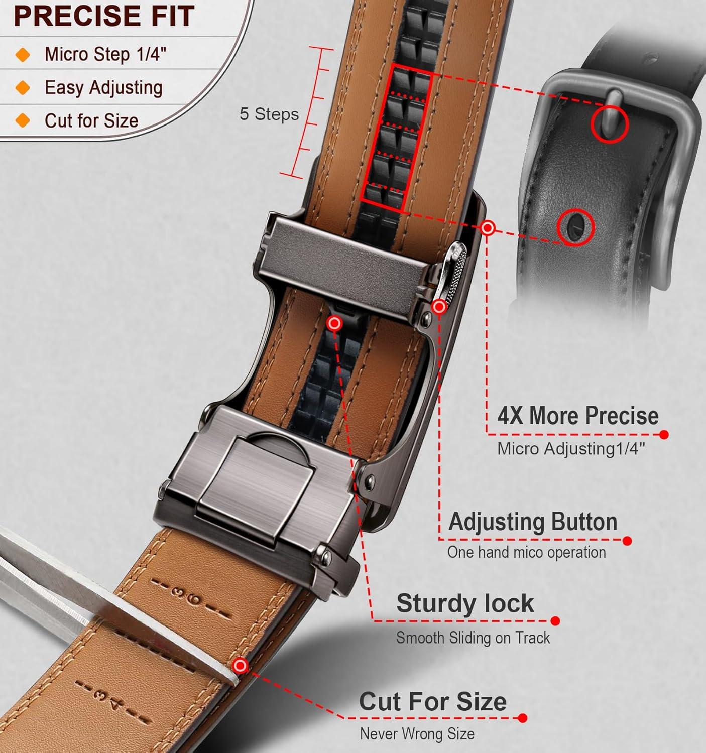 image:imageBULLIANT Mens BeltBrand Ratchet Belt Of Genuine Leather For Gift Men DressSize CustomizedOrange Brown6246