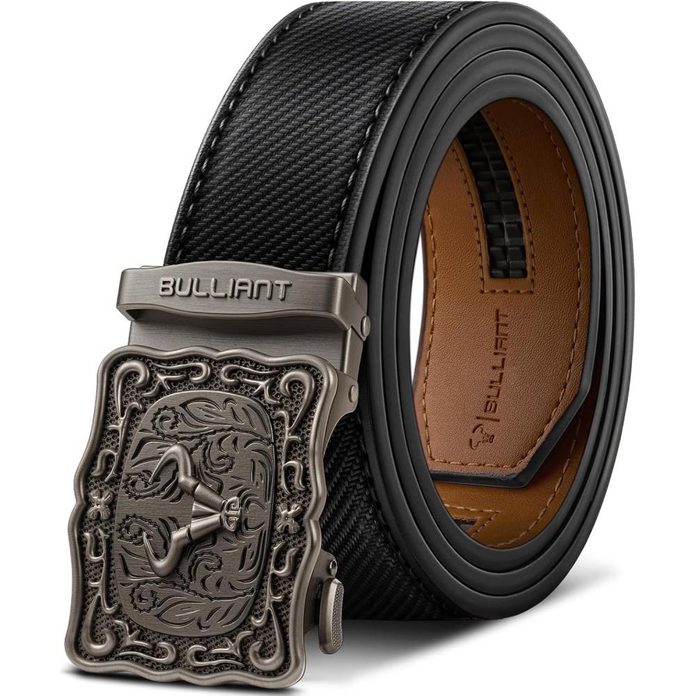 image:imageBULLIANT Men BeltRatchet Western Belt Adjustable Cow Boy Jean Casual Outdoor 1 12Cut For FitBlack8661