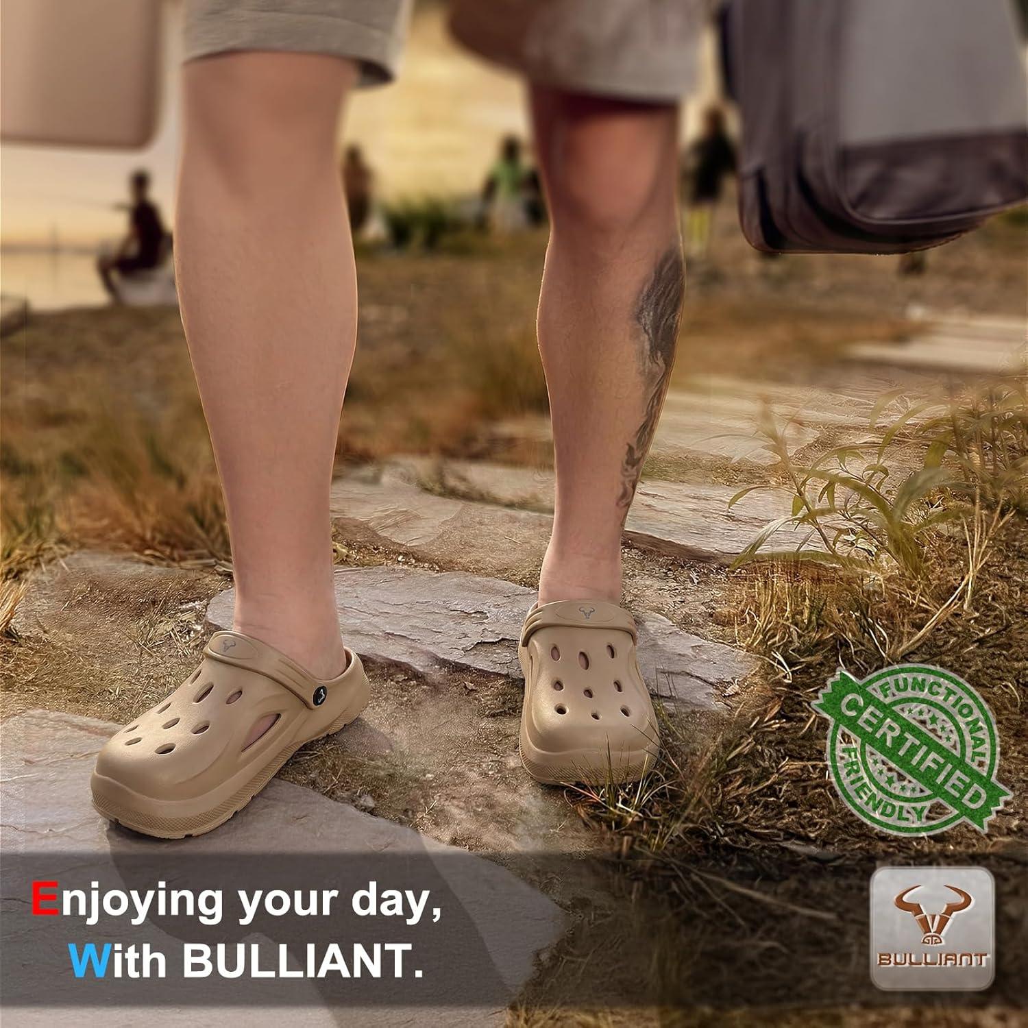 image:imageBULLIANT Clogs for Men WomenComfortable Mules Sandals Slipon Shoes Unisex for Garden Work Csuhioned Footbed LightweighCamel8569
