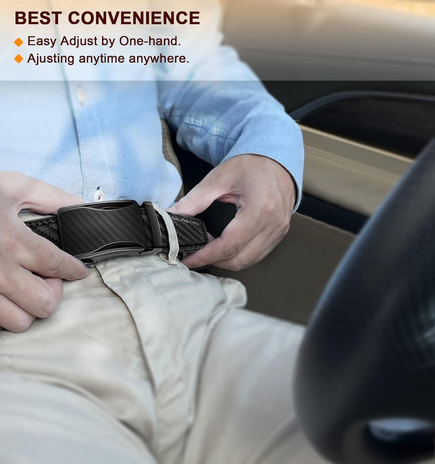 image:imageBULLIANT Mens Ratchet BeltLeather Adjustable Slide Belt For Gift Mens Dress Casual 1 38Size AdjustableBlack2828
