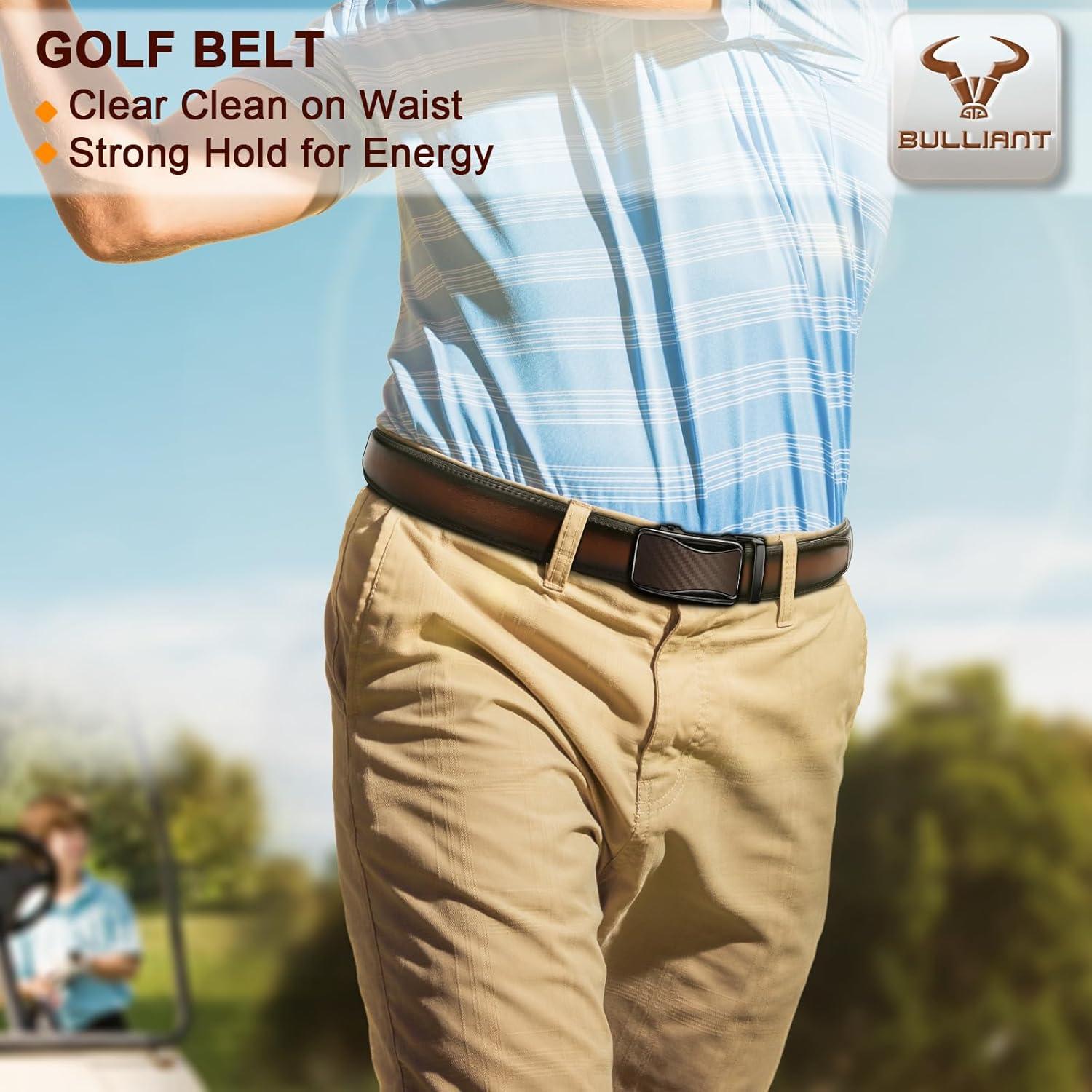 image:imageBULLIANT Mens Ratchet BeltLeather Adjustable Slide Belt For Gift Mens Dress Casual 1 38Size AdjustableDeep Brown4799