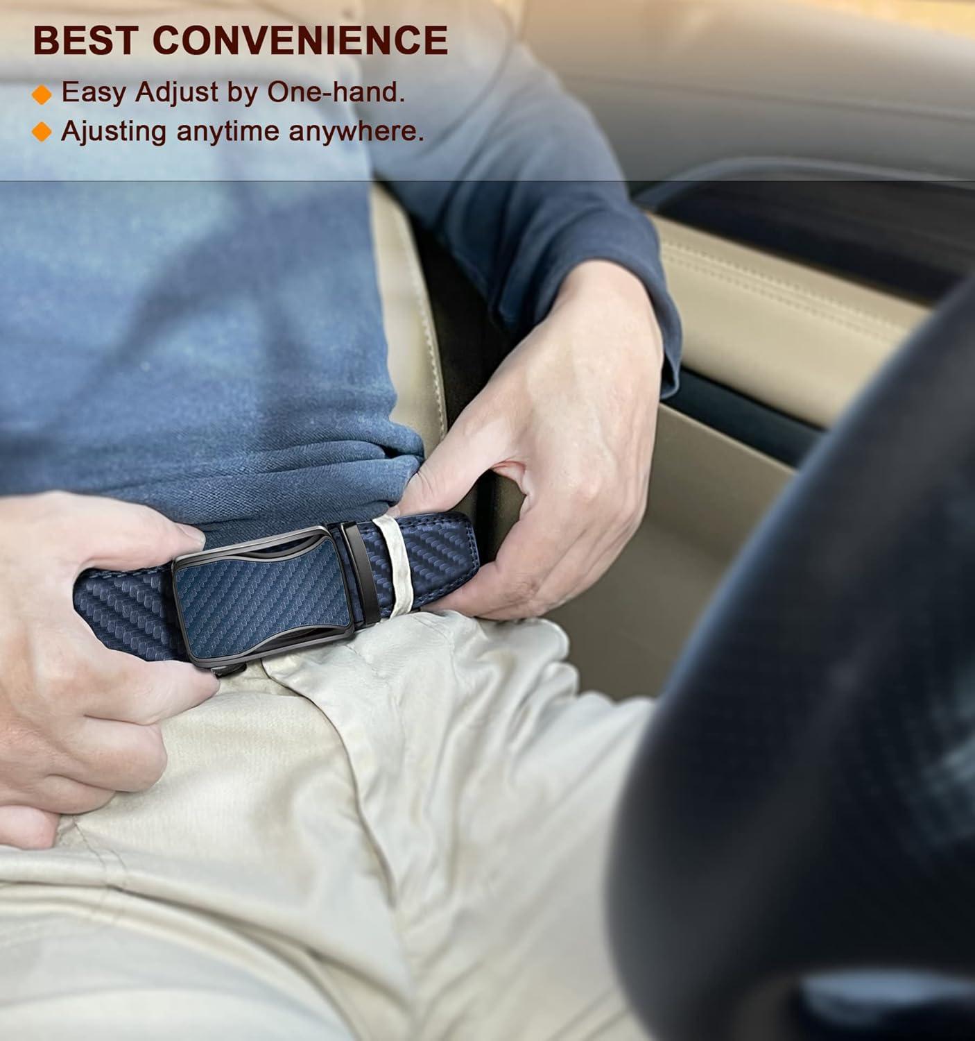 image:imageBULLIANT Mens Ratchet BeltLeather Adjustable Slide Belt For Gift Mens Dress Casual 1 38Size AdjustablePurplish Blue2829