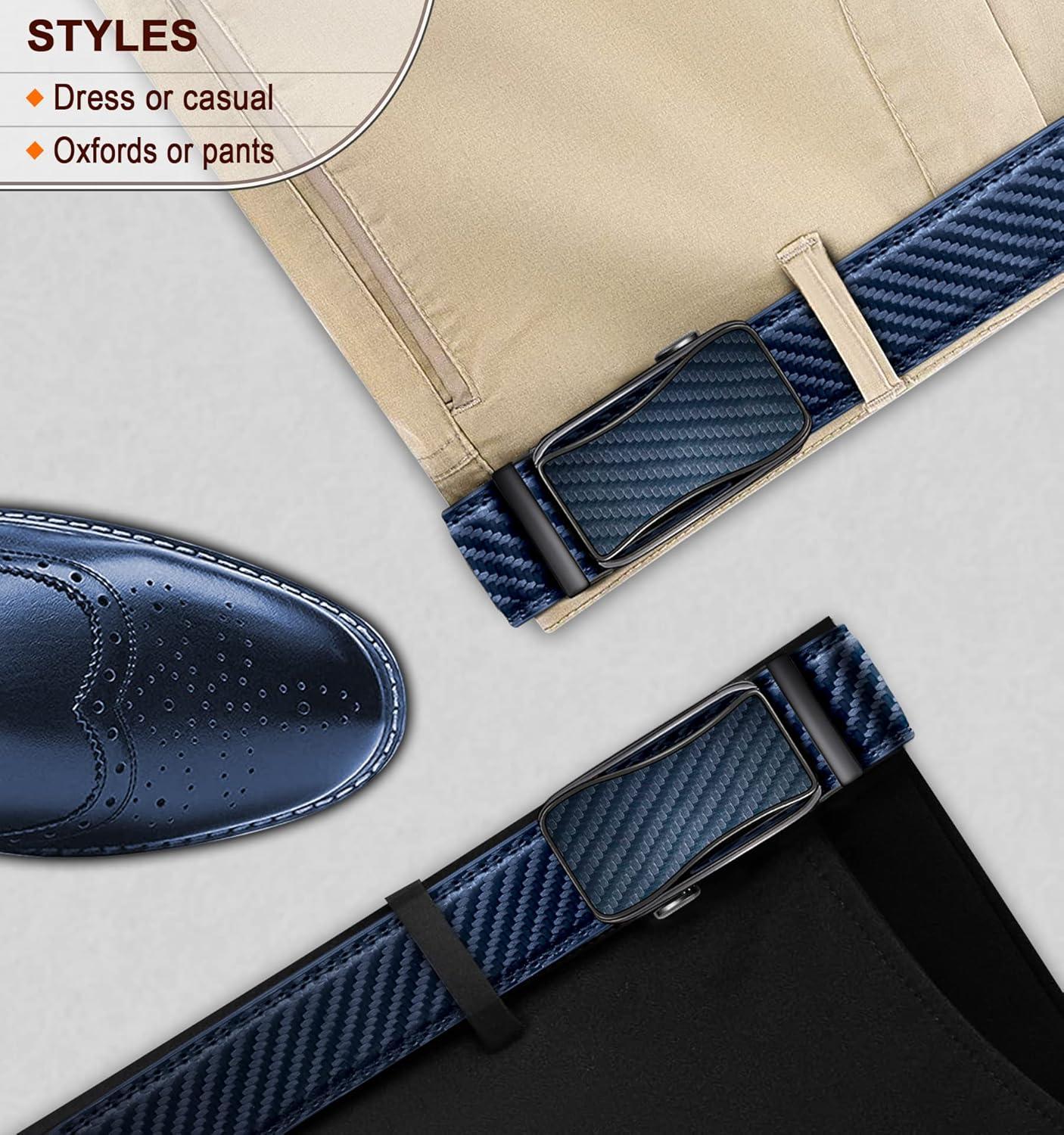 image:imageBULLIANT Mens Ratchet BeltLeather Adjustable Slide Belt For Gift Mens Dress Casual 1 38Size AdjustablePurplish Blue2829