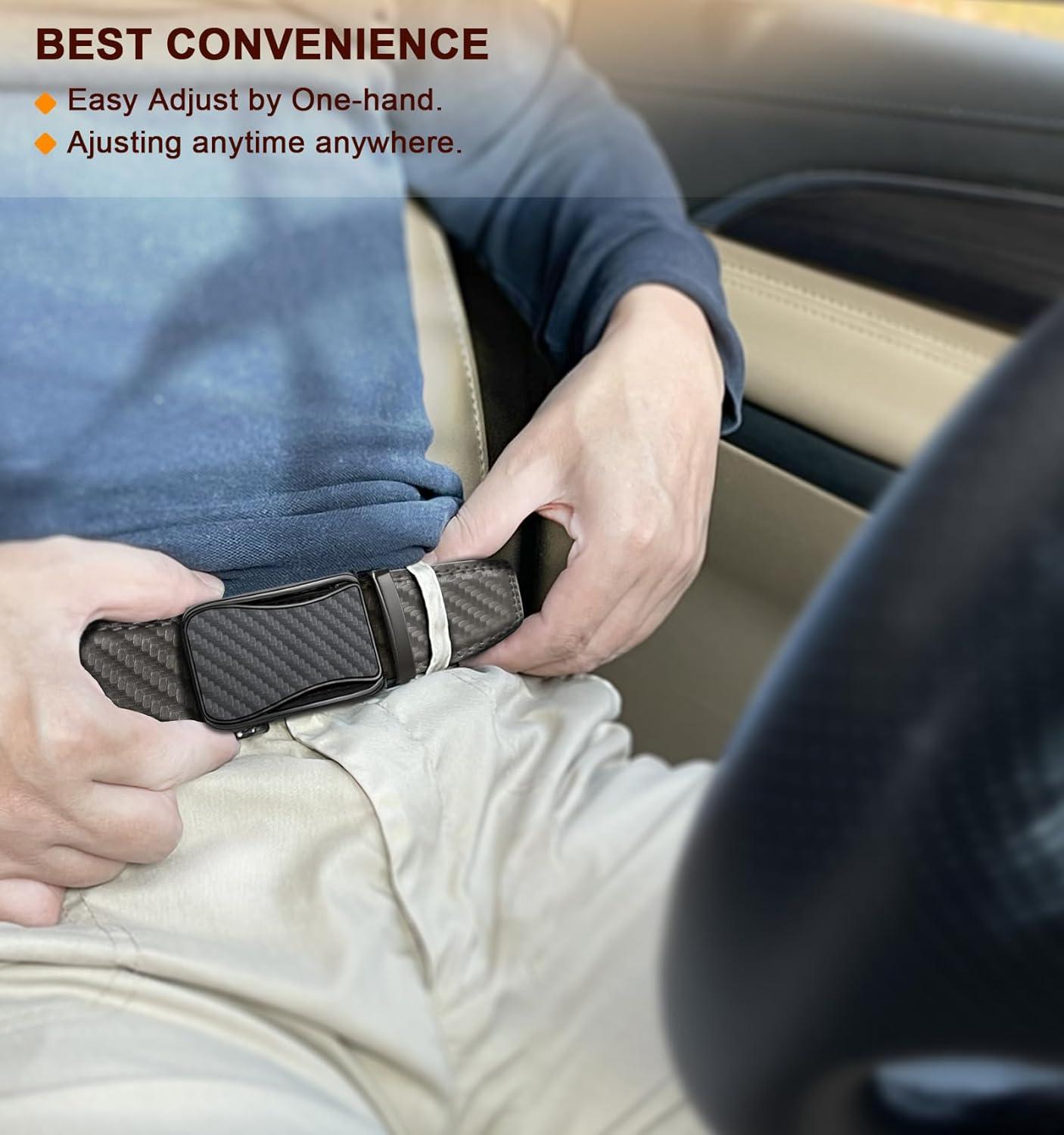 image:imageBULLIANT Mens Ratchet BeltLeather Adjustable Slide Belt For Gift Mens Dress Casual 1 38Size AdjustableSacred Grey2892