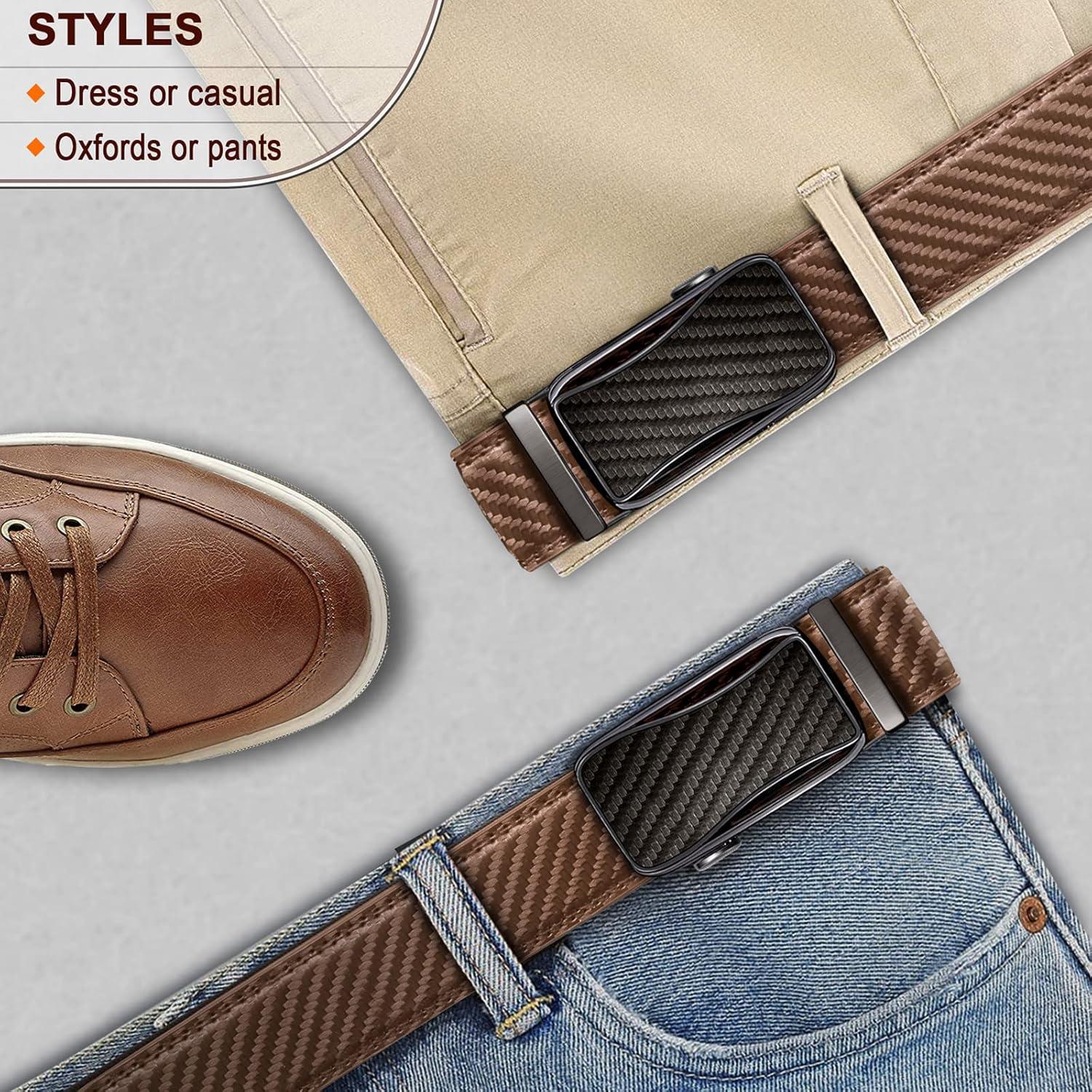 image:imageBULLIANT Mens Ratchet BeltLeather Adjustable Slide Belt For Gift Mens Dress Casual 1 38Size AdjustableTawny2891