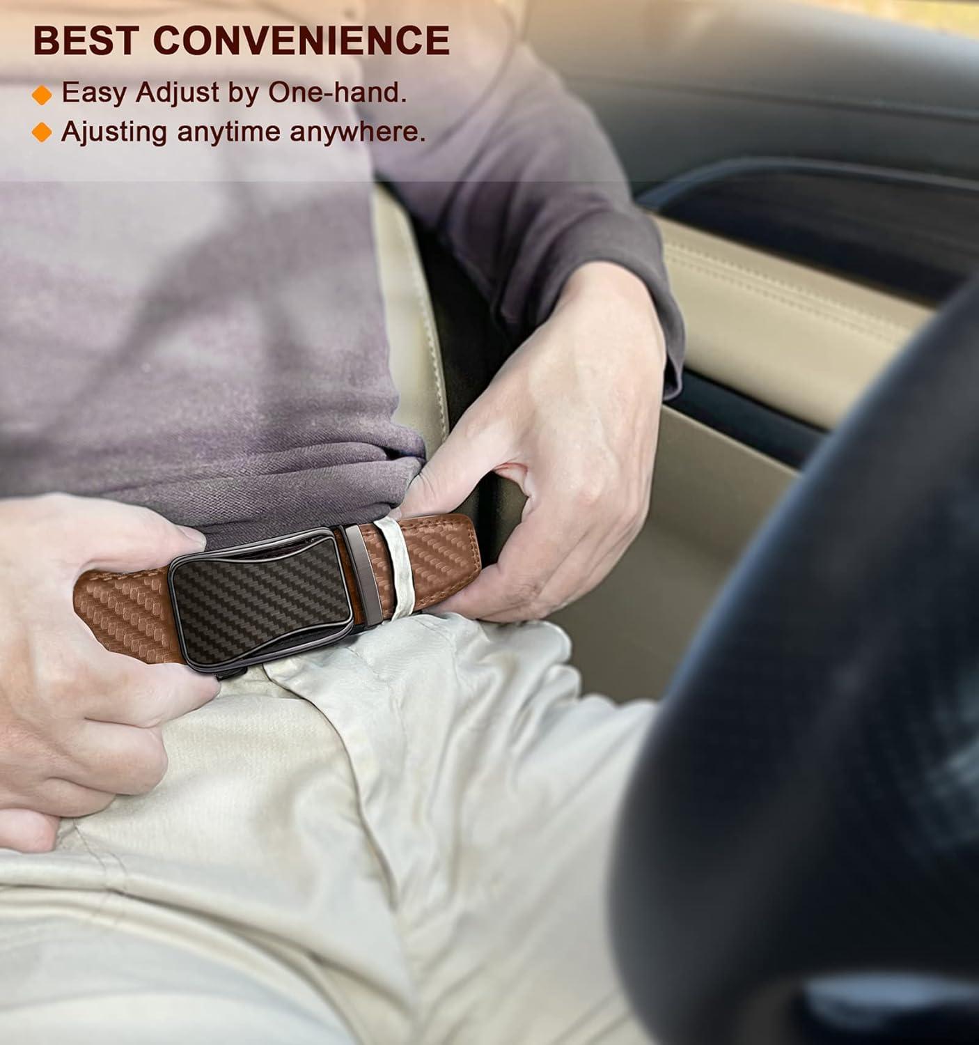 image:imageBULLIANT Mens Ratchet BeltLeather Adjustable Slide Belt For Gift Mens Dress Casual 1 38Size AdjustableTawny2891