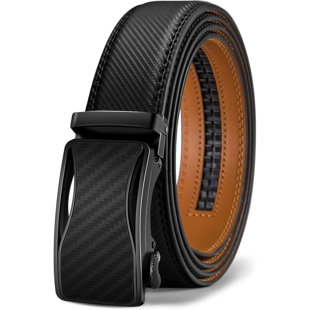 image:imageBULLIANT Mens Ratchet BeltLeather Adjustable Slide Belt For Gift Mens Dress Casual 1 38Size AdjustableBlack2071