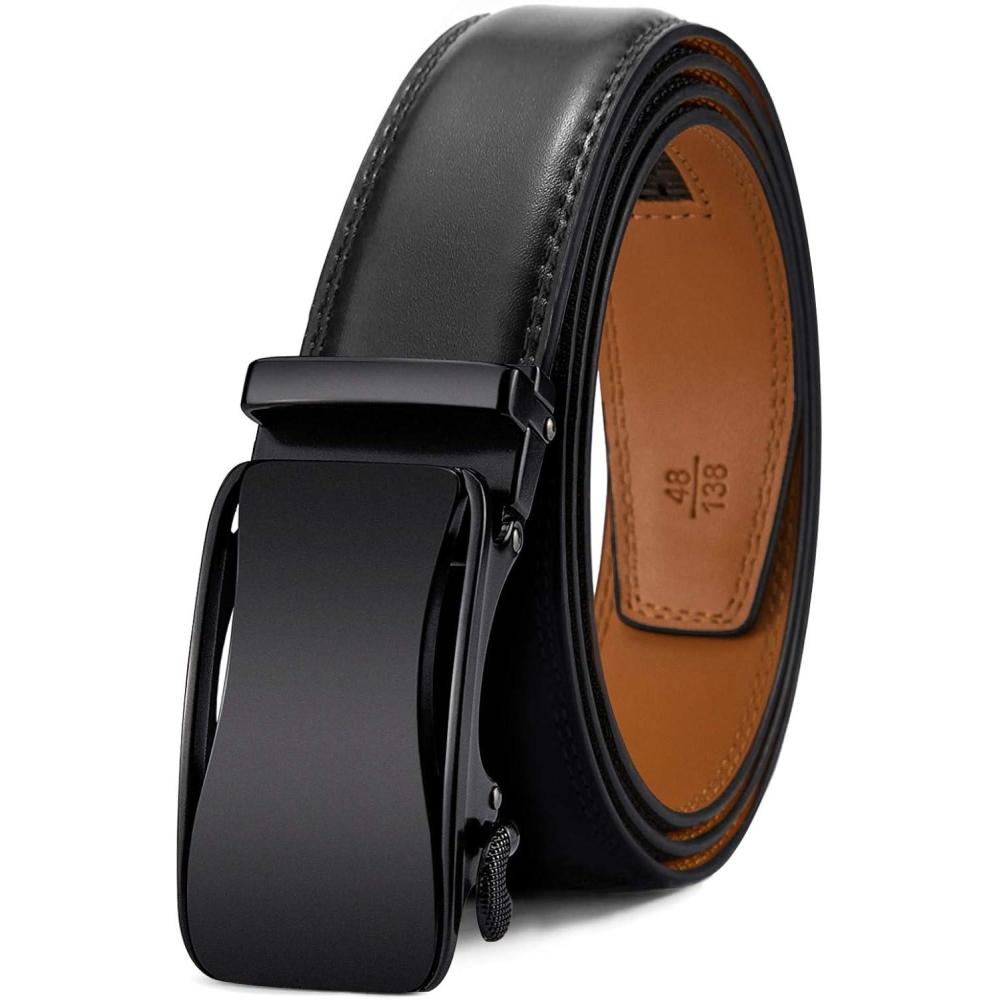 image:imageBULLIANT Mens Ratchet BeltLeather Adjustable Slide Belt For Gift Mens Dress Casual 1 38Size AdjustableBlack2075