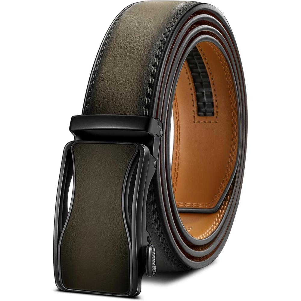image:imageBULLIANT Mens Ratchet BeltLeather Adjustable Slide Belt For Gift Mens Dress Casual 1 38Size AdjustableElmwood7544