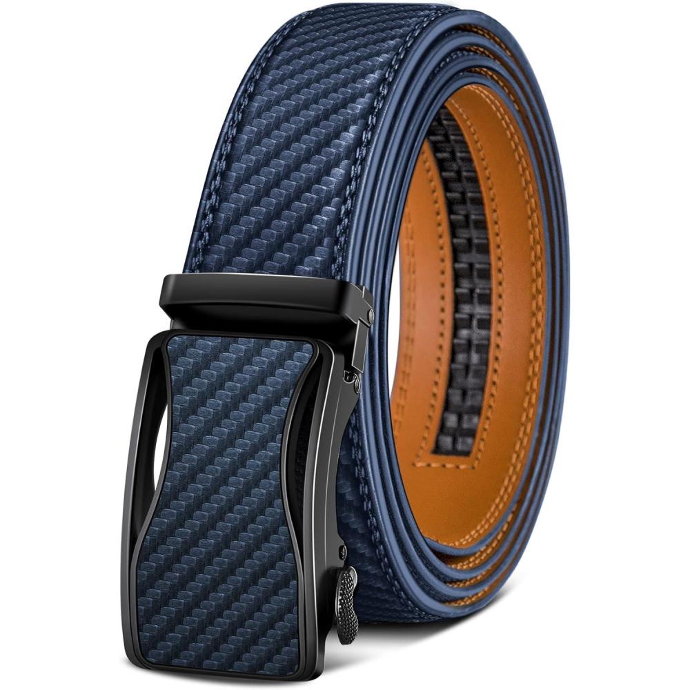 image:imageBULLIANT Mens Ratchet BeltLeather Adjustable Slide Belt For Gift Mens Dress Casual 1 38Size AdjustablePurplish Blue2829