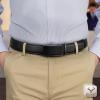 BULLIANT Mens Ratchet Belt,Leather Adjustable Slide Belt For Gift Mens Dress Casual 1 3/8″,Size Adjustable(Black6688)