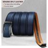 BULLIANT Mens Ratchet Belt,Leather Adjustable Slide Belt For Gift Mens Dress Casual 1 3/8″,Size Adjustable(Blue2072)