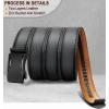 BULLIANT Mens Ratchet Belt,Leather Adjustable Slide Belt For Gift Mens Dress Casual 1 3/8″,Size Adjustable(Dark Gray4798)