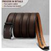 BULLIANT Mens Ratchet Belt,Leather Adjustable Slide Belt For Gift Mens Dress Casual 1 3/8″,Size Adjustable(Deep Brown4799)