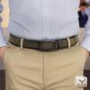 BULLIANT Mens Ratchet Belt,Leather Adjustable Slide Belt For Gift Mens Dress Casual 1 3/8″,Size Adjustable(Elmwood7544)