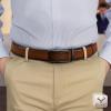 BULLIANT Mens Ratchet Belt,Leather Adjustable Slide Belt For Gift Mens Dress Casual 1 3/8″,Size Adjustable(Light Brown8169)