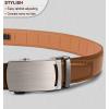 BULLIANT Mens Ratchet Belt,Leather Adjustable Slide Belt For Gift Mens Dress Casual 1 3/8″,Size Adjustable(Orange Brown2916)