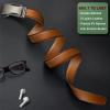 BULLIANT Mens Ratchet Belt,Leather Adjustable Slide Belt For Gift Mens Dress Casual 1 3/8″,Size Adjustable(Orange Brown6687)