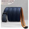 BULLIANT Mens Ratchet Belt,Leather Adjustable Slide Belt For Gift Mens Dress Casual 1 3/8″,Size Adjustable(Purplish Blue2829)