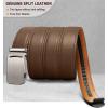 BULLIANT Mens Ratchet Belt,Leather Adjustable Slide Belt For Gift Mens Dress Casual 1 3/8″,Size Adjustable(Tawny2915)