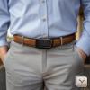 BULLIANT Mens Ratchet Belt,Leather Adjustable Slide Belt For Gift Mens Dress Casual 1 3/8″,Size Adjustable(Tawny7545)