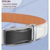 BULLIANT Mens Ratchet Belt,Leather Adjustable Slide Belt For Gift Mens Dress Casual 1 3/8″,Size Adjustable(White2484)