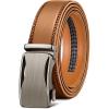 BULLIANT Mens Ratchet Belt,Leather Adjustable Slide Belt For Gift Mens Dress Casual 1 3/8″,Size Adjustable(Orange Brown2914)