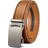 BULLIANT Mens Ratchet Belt,Leather Adjustable Slide Belt For Gift Mens Dress Casual 1 3/8″,Size Adjustable(Orange Brown2916)