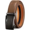 BULLIANT Mens Ratchet Belt,Leather Adjustable Slide Belt For Gift Mens Dress Casual 1 3/8″,Size Adjustable(Tawny2074)