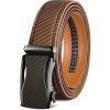 BULLIANT Mens Ratchet Belt,Leather Adjustable Slide Belt For Gift Mens Dress Casual 1 3/8″,Size Adjustable(Tawny2891)
