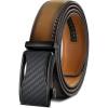 BULLIANT Mens Ratchet Belt,Leather Adjustable Slide Belt For Gift Mens Dress Casual 1 3/8″,Size Adjustable(Tawny8161)