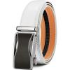 BULLIANT Mens Ratchet Belt,Leather Adjustable Slide Belt For Gift Mens Dress Casual 1 3/8″,Size Adjustable(White2484)