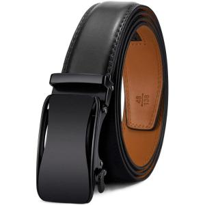 BULLIANT Mens Ratchet Belt,Leather Adjustable Slide Belt For Gift Mens Dress Casual 1 3/8″,Size Adjustable(Black2075)