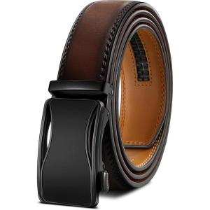 BULLIANT Mens Ratchet Belt,Leather Adjustable Slide Belt For Gift Mens Dress Casual 1 3/8″,Size Adjustable(Deep Brown8165)
