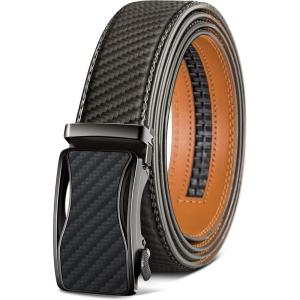 BULLIANT Mens Ratchet Belt,Leather Adjustable Slide Belt For Gift Mens Dress Casual 1 3/8″,Size Adjustable(Sacred Grey2892)
