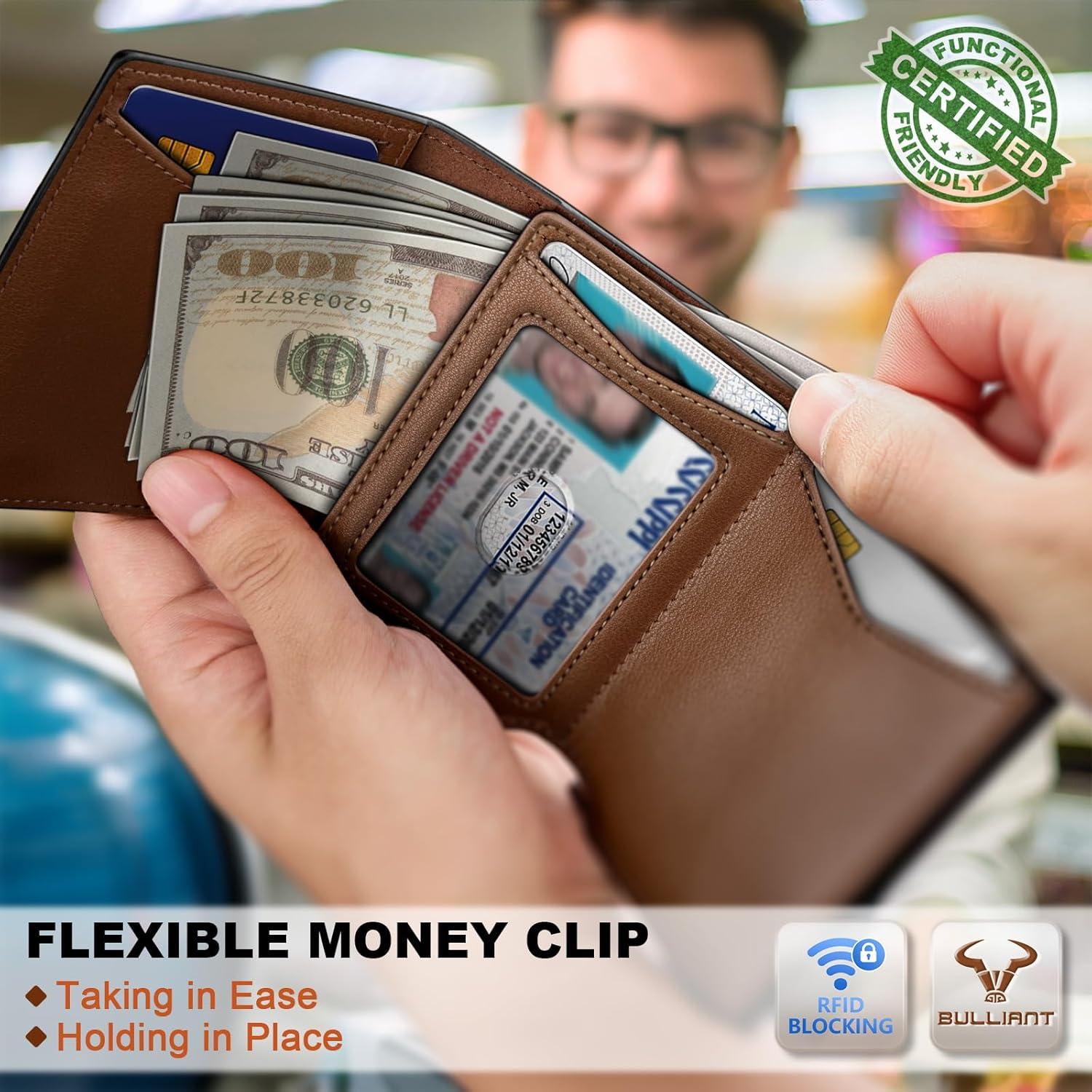 image:imageBULLIANT Men Wallet Leather Wallet Card Holders Money Clip for Men 10CardsMagnetic Flip on Metal CaseBlack8791