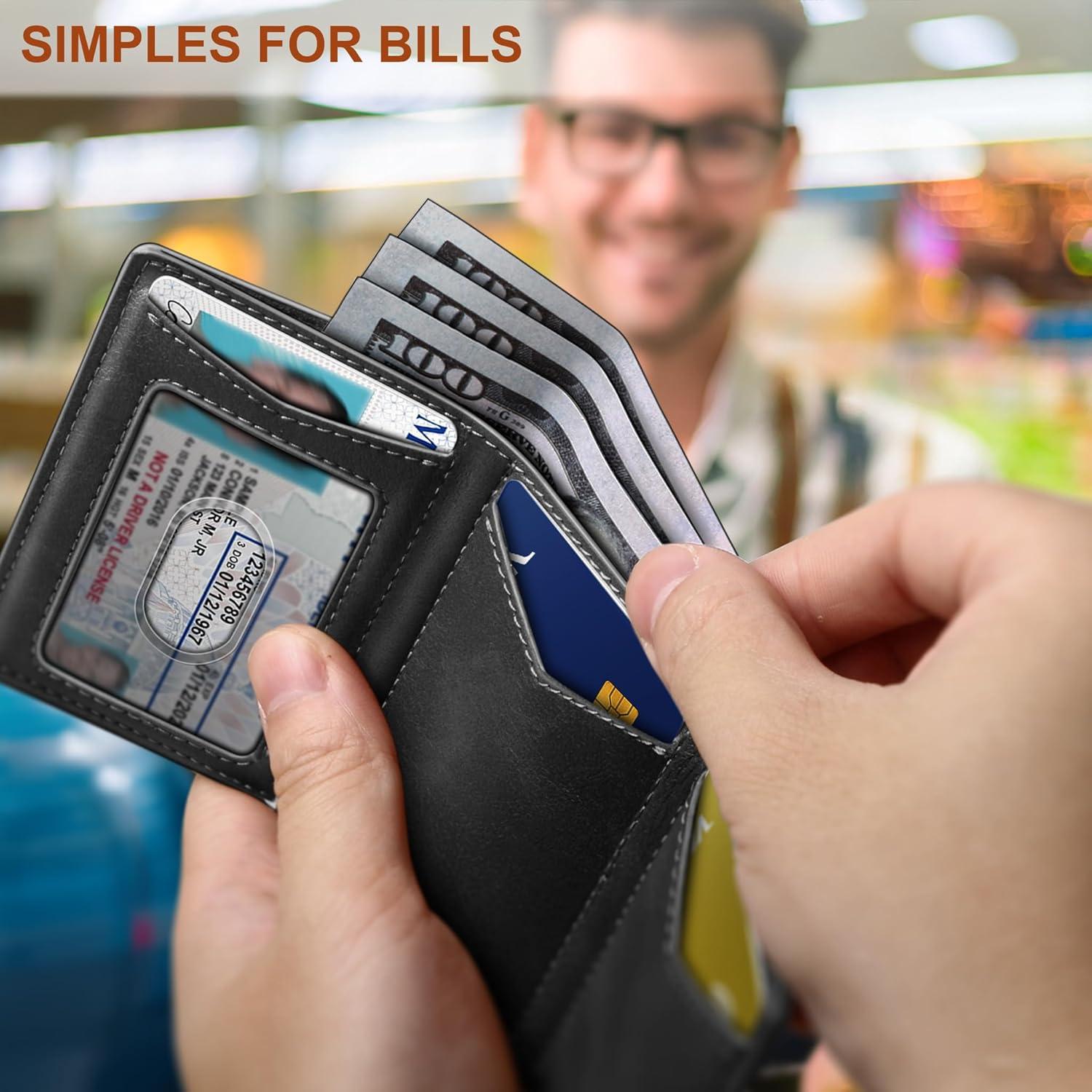 image:imageBULLIANT Men Wallet Slim Front Pocket Leather Wallet Magnetic Closure for Gift MenExpandable for 14CardsBlack4691