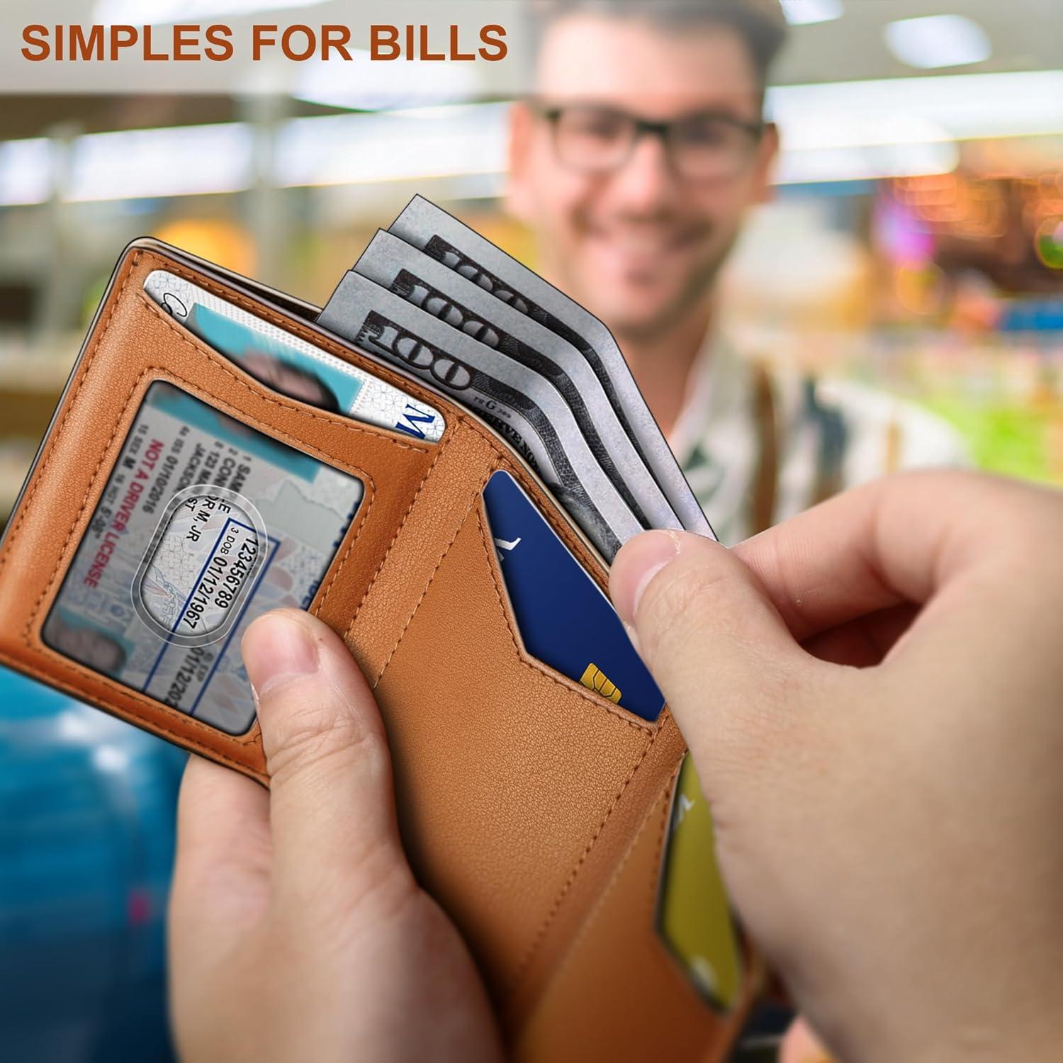 image:imageBULLIANT Men Wallet Slim Front Pocket Leather Wallet Magnetic Closure for Gift MenExpandable for 14CardsCoffee4874
